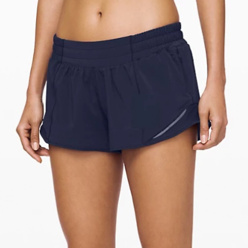 Navy Lululemon hotty hot shorts 2.5 length